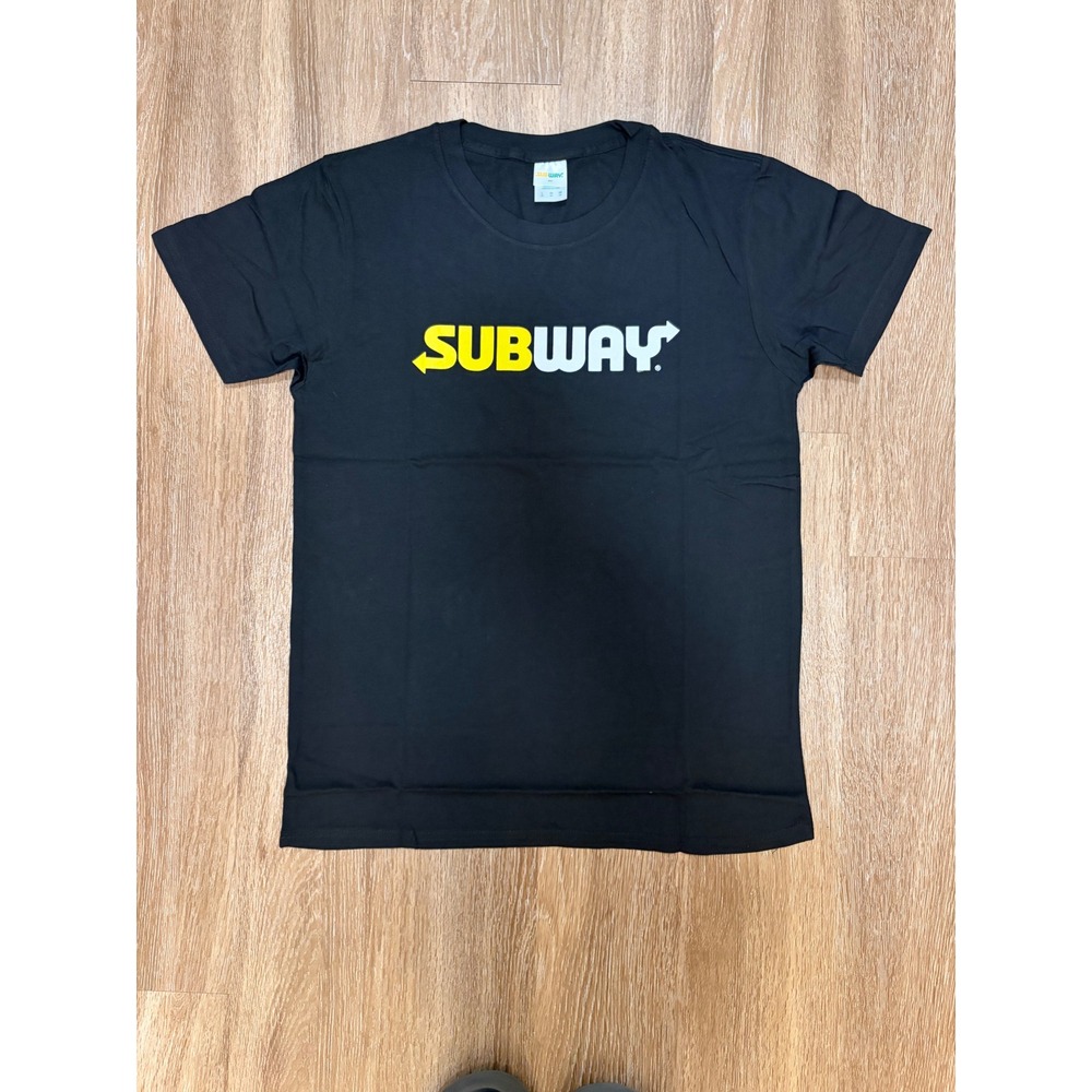 Subway Mens Graphic T-Shirt Black Short Sleeve‎ Crewneck Logo Tee Large